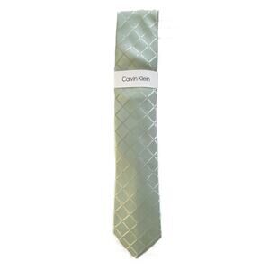 Calvin Klein Necktie Silk Blend Classic Width and Length Green Geo NEW